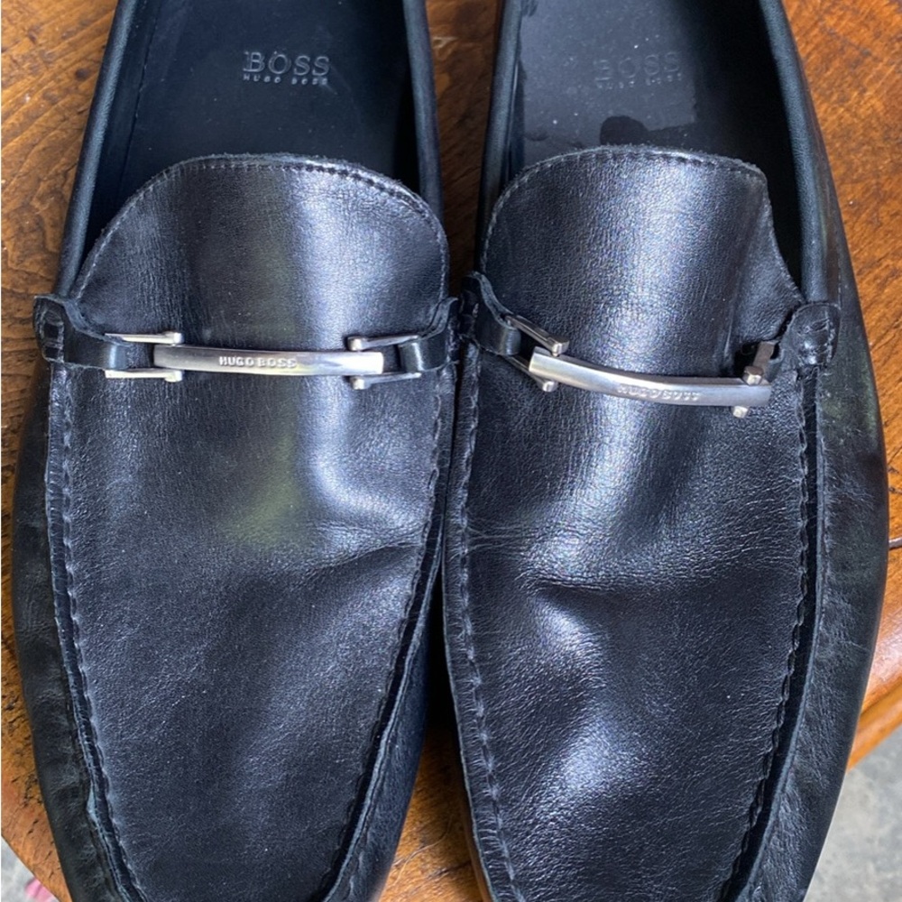 BOSS Black Leather Loafers
